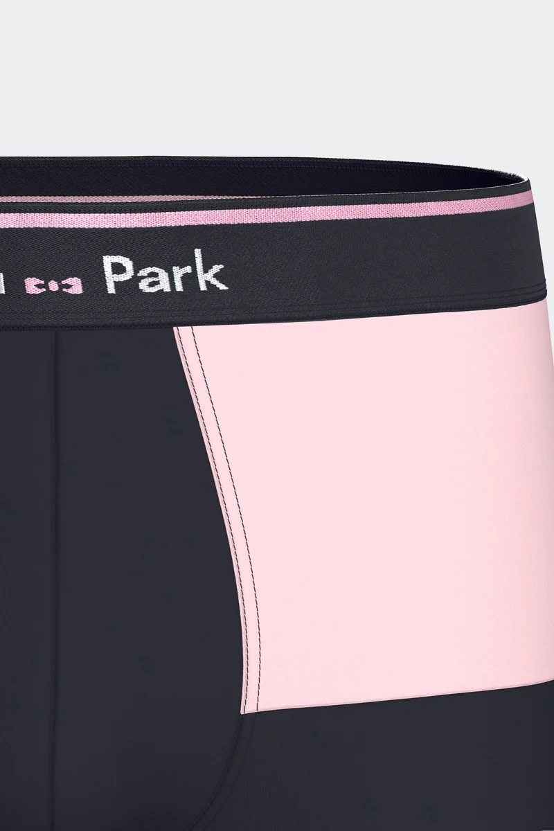 Lot de 2 boxers en jersey de coton stretch unis et damiers marine et rose