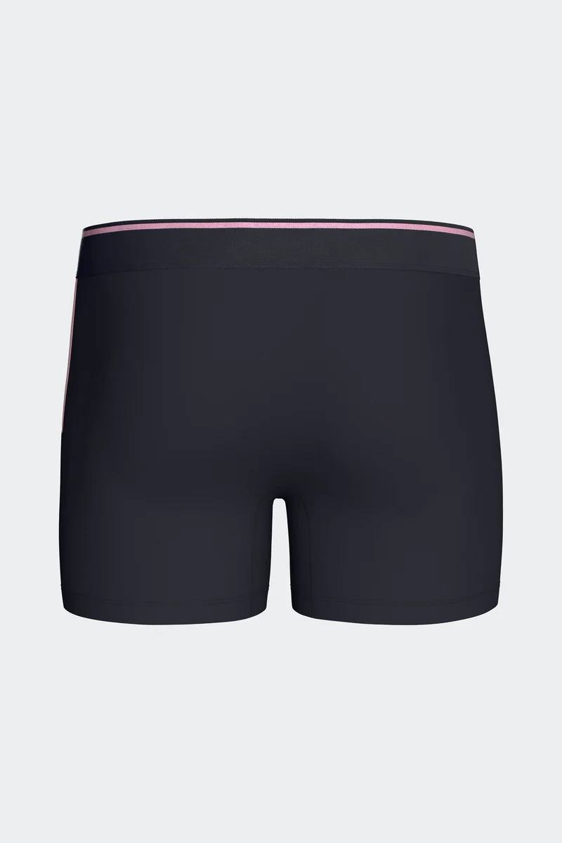 Lot de 2 boxers en jersey de coton stretch unis et damiers marine et rose
