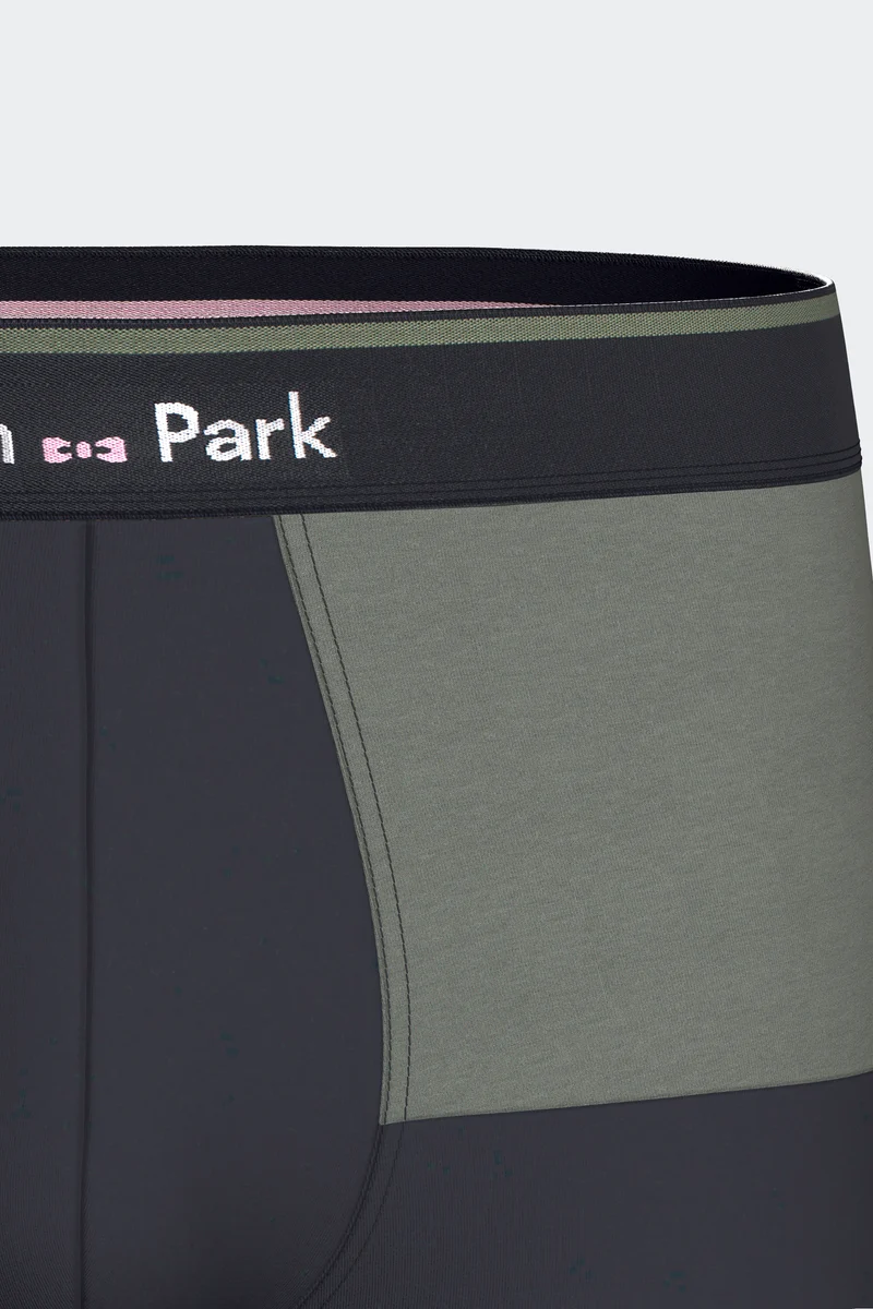 Lot de 2 boxers en jersey de coton stretch unis et damiers marine et kaki