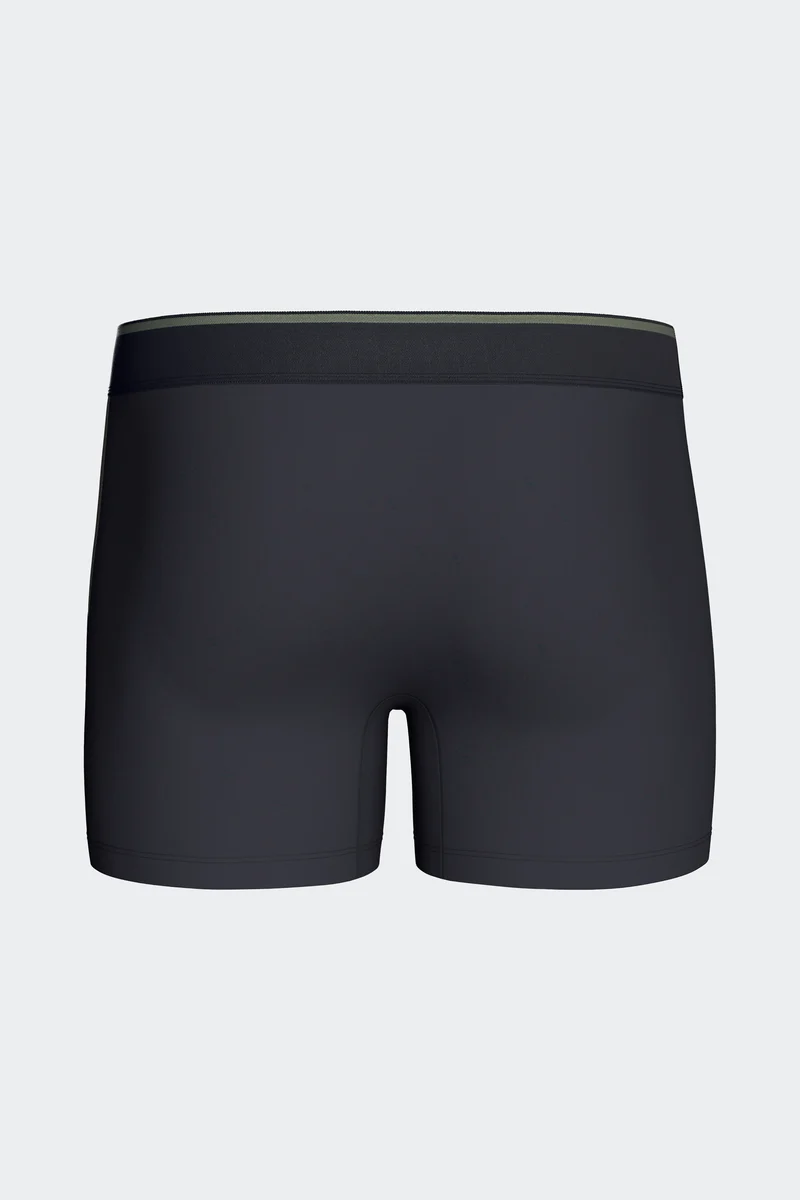 Lot de 2 boxers en jersey de coton stretch unis et damiers marine et kaki