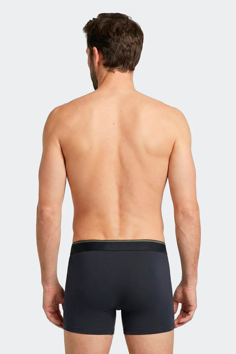 Lot de 2 boxers en jersey de coton stretch unis et damiers marine et kaki