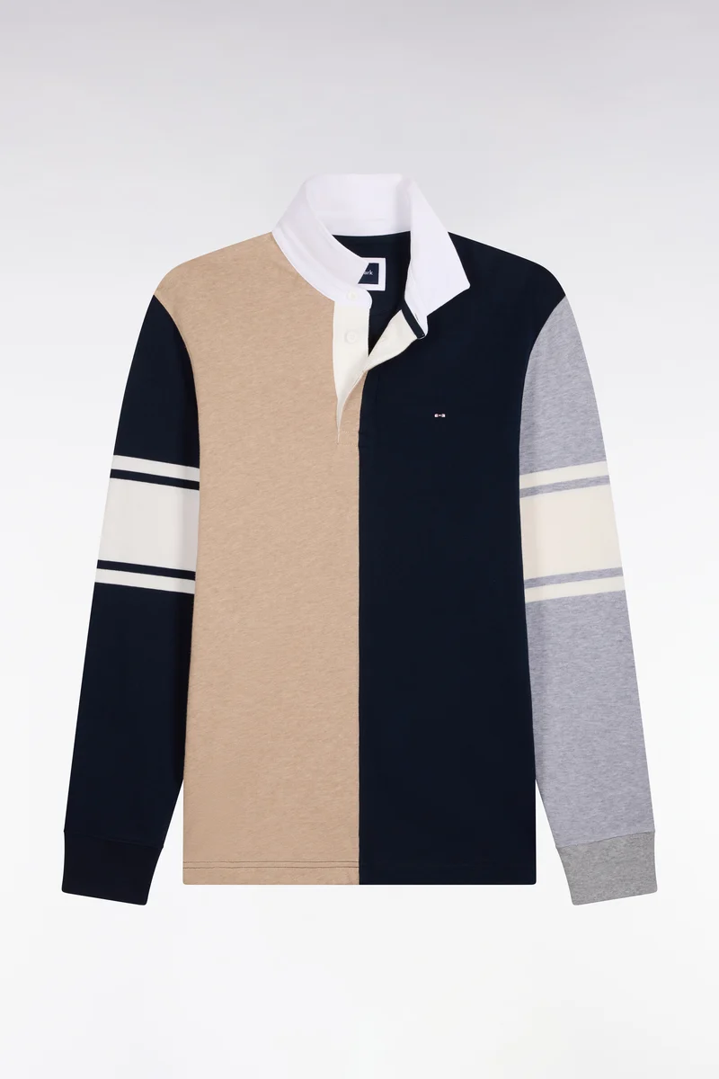 Maillot manches longues en jersey coton à découpe verticale beige