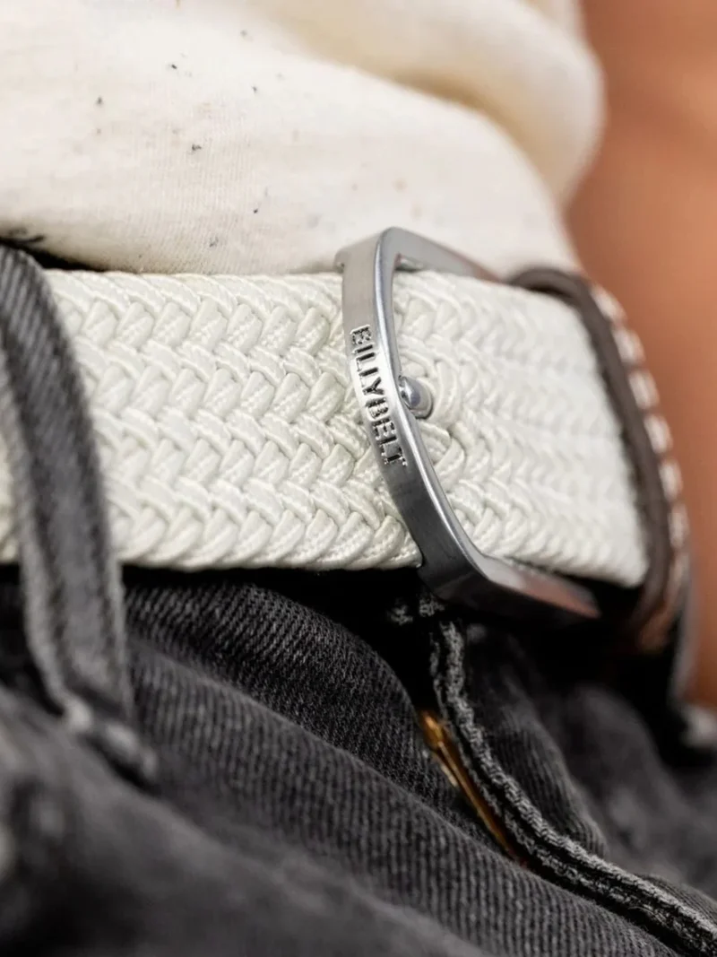 Ceinture tressée Billybelt blanche en cuir