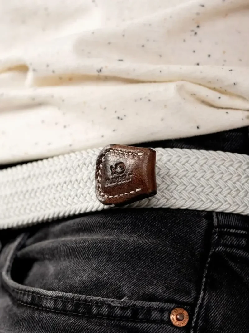 Ceinture tressée Billybelt blanche en cuir