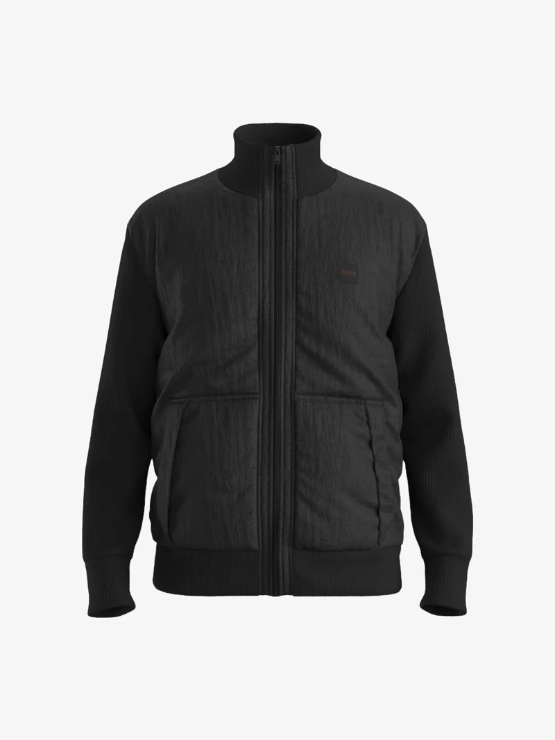 Veste bi-matière BOSS noire en laine