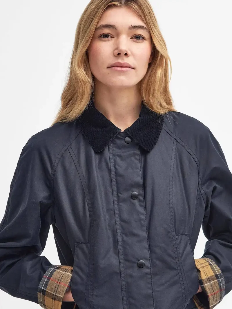 Veste Beadnell Barbour marine en coton ciré
