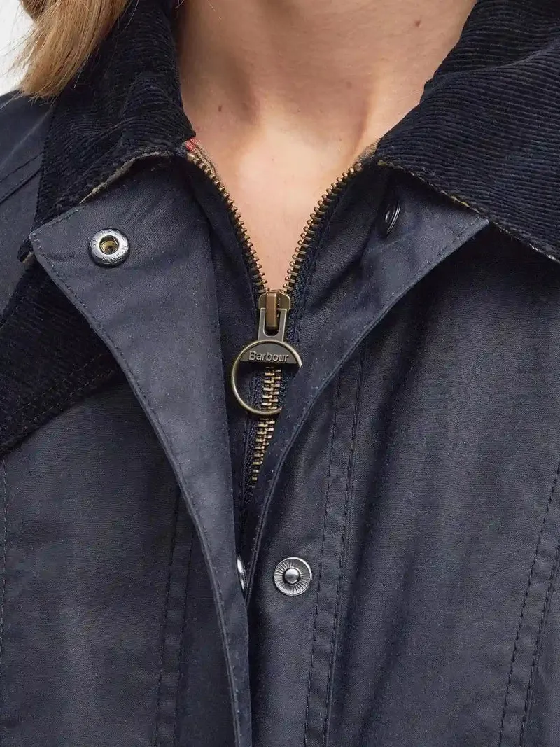 Veste Beadnell Barbour marine en coton ciré