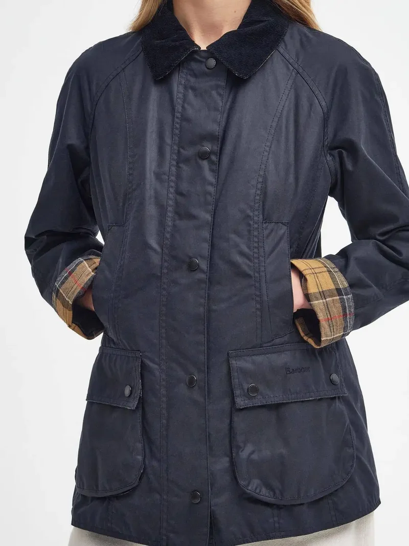 Veste Beadnell Barbour marine en coton ciré