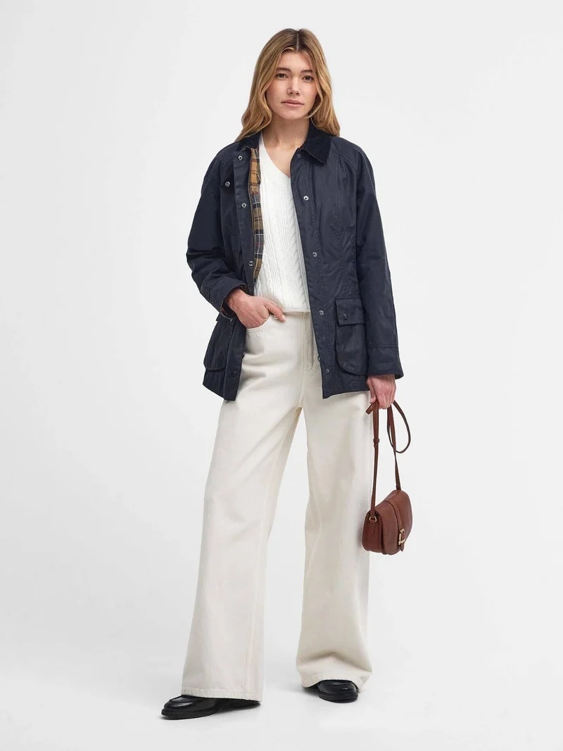 Veste Beadnell Barbour marine en coton ciré