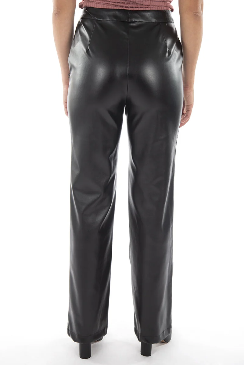 Pantalon ample simili cuir taille haute | Fabriqué au Québec