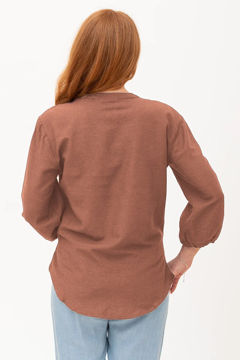 Blouse unie touche de lin | 3 couleurs