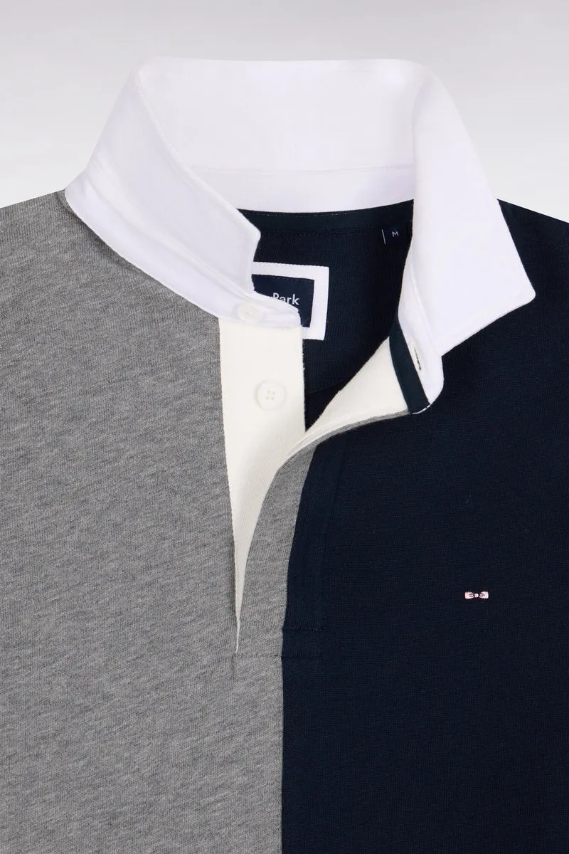 Maillot manches longues en jersey coton à découpe verticale gris