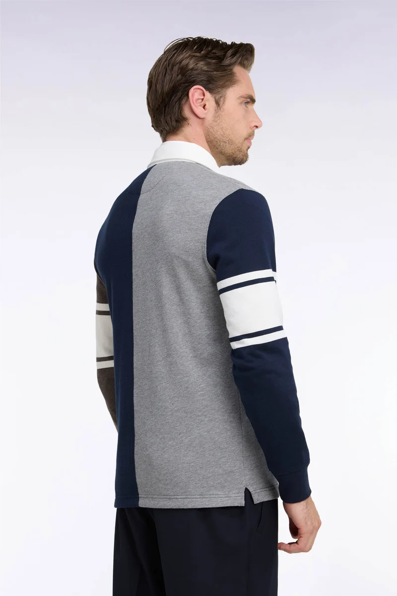 Maillot manches longues en jersey coton à découpe verticale gris
