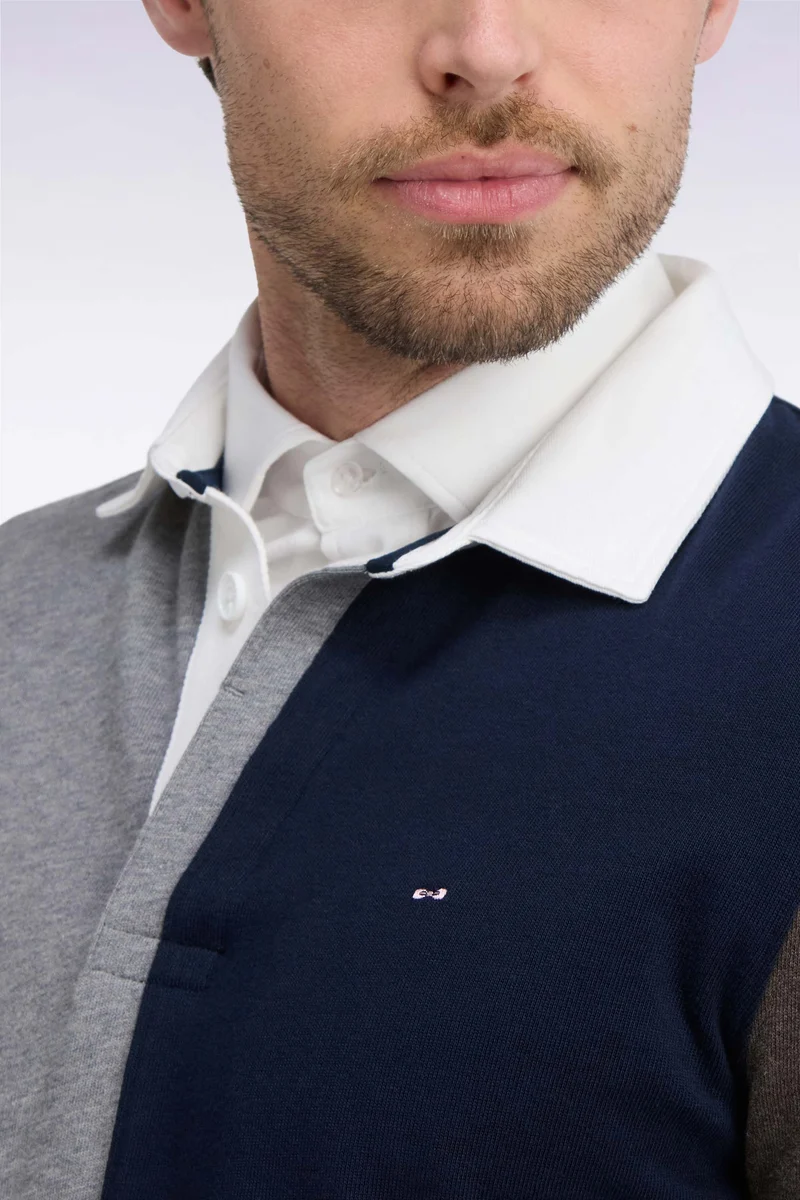 Maillot manches longues en jersey coton à découpe verticale gris