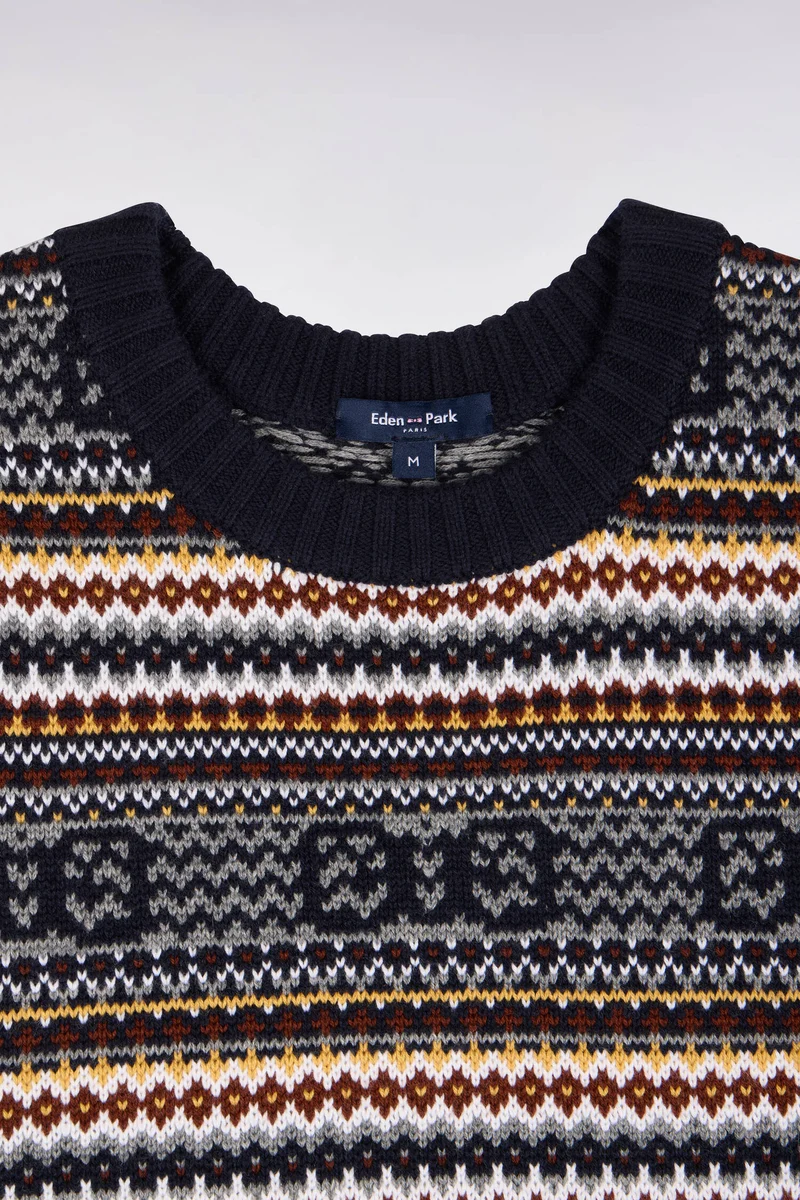 Pull sans manches en laine et coton marine