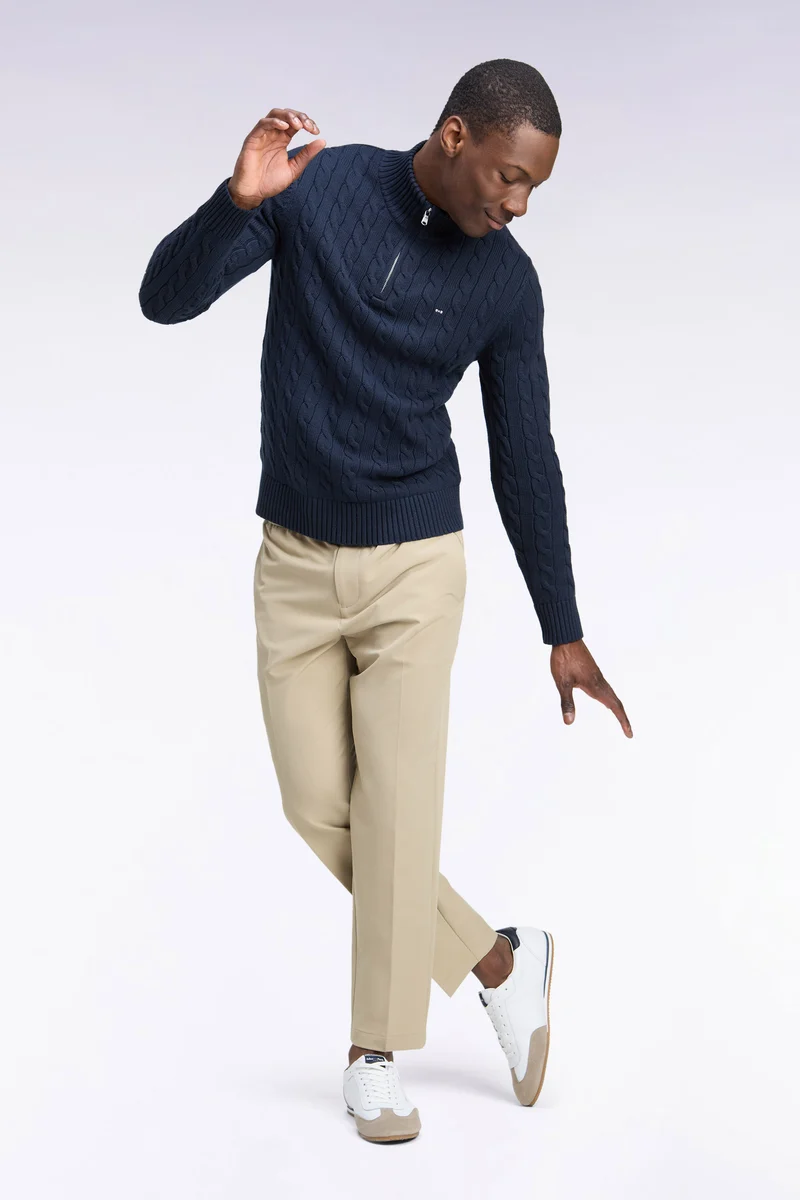 Pantalon à taille élastiquée en nylon stretch technique beige coupe Modern