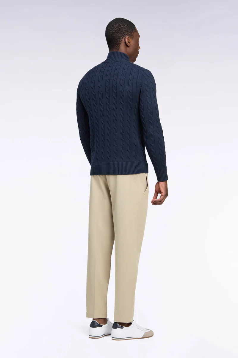 Pantalon à taille élastiquée en nylon stretch technique beige coupe Modern