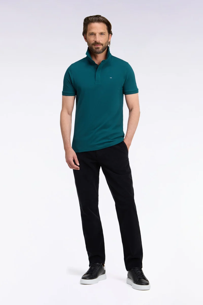 Pantalon chino sans plis en velours côtelé noir coupe regular