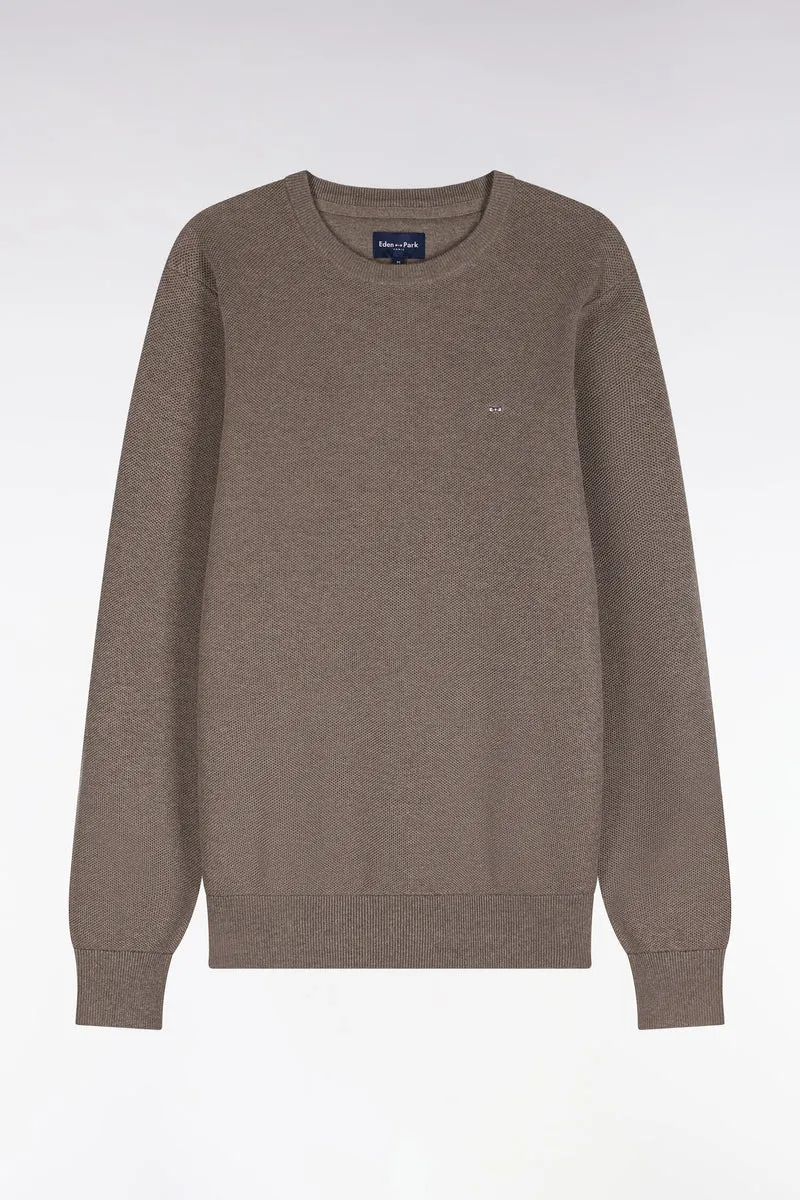 Pull col rond en coton gris coupe droite