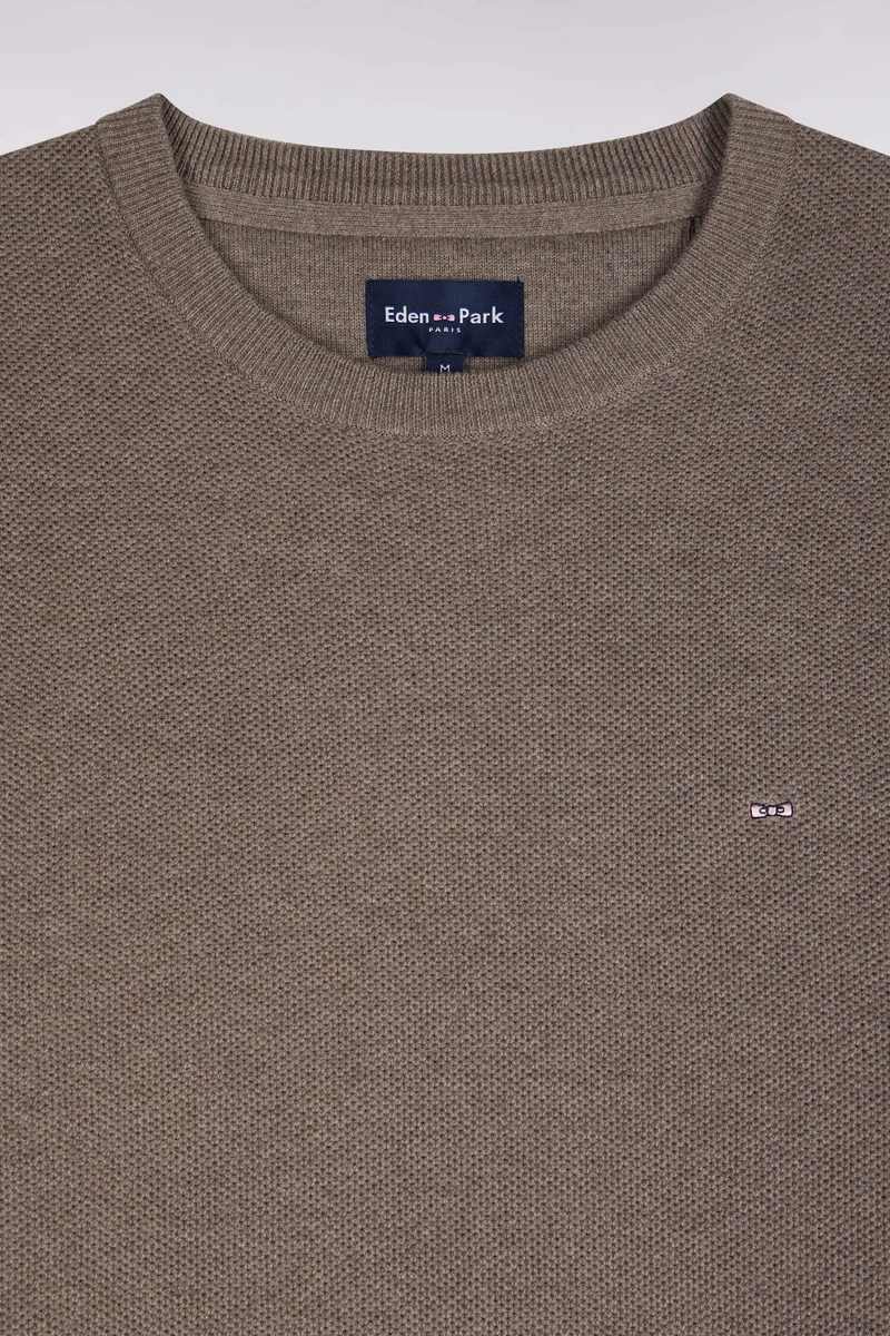 Pull col rond en coton gris coupe droite