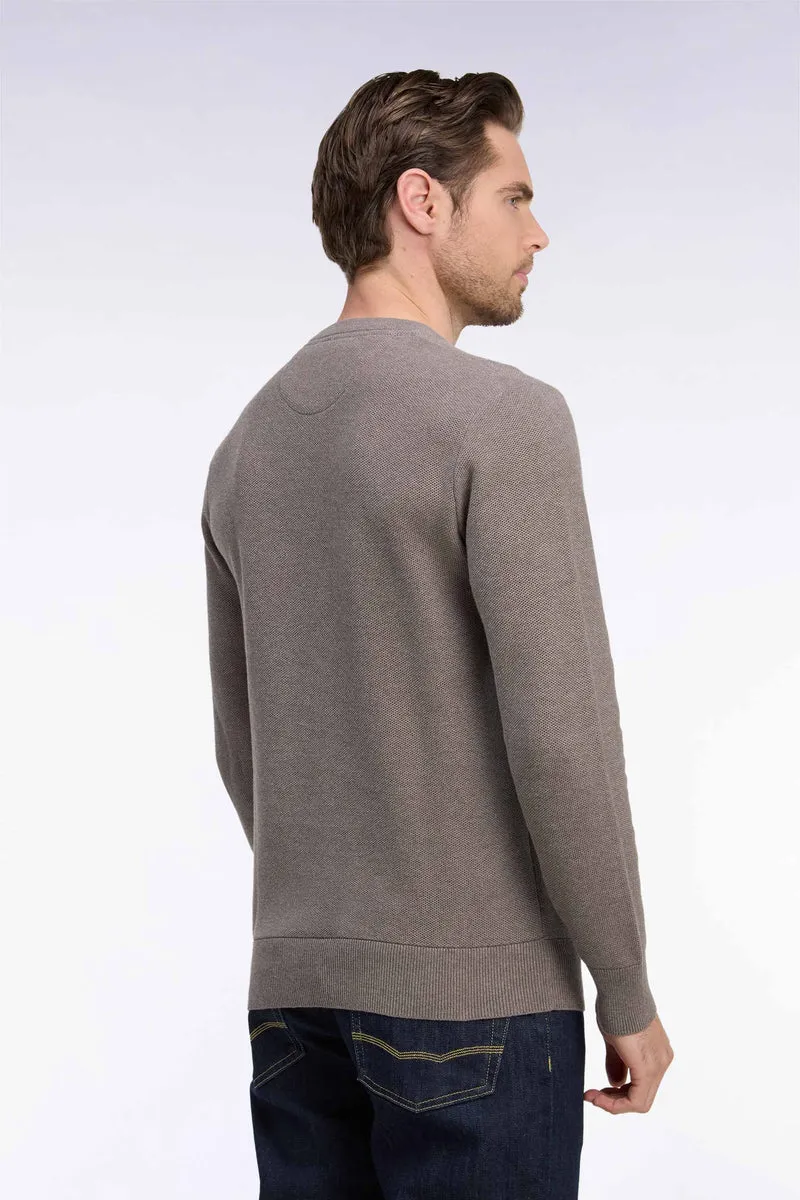 Pull col rond en coton gris coupe droite
