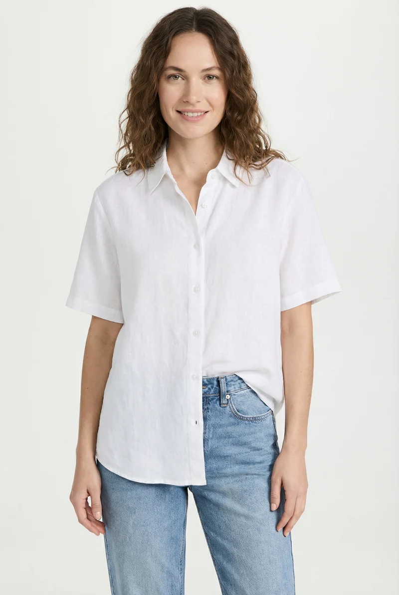 La chemise fluide à manches courtes blanche