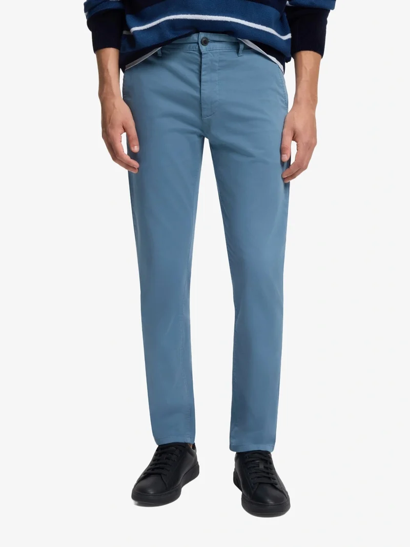 Pantalon chino BOSS bleu en coton stretch