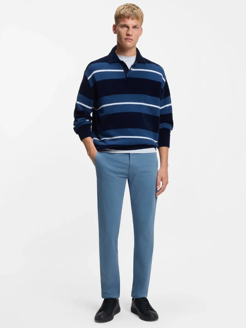 Pantalon chino BOSS bleu en coton stretch