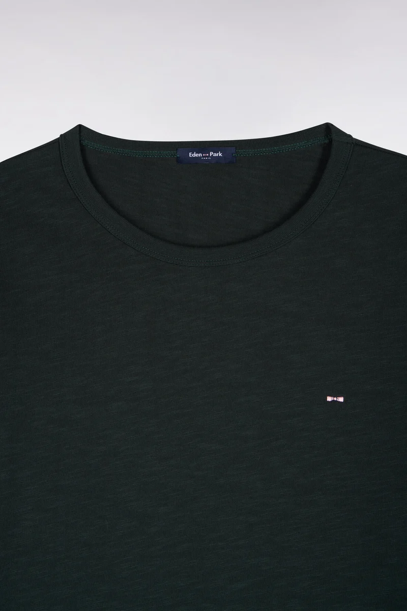 T-shirt manches longues en coton vert foncé coupe ajustée