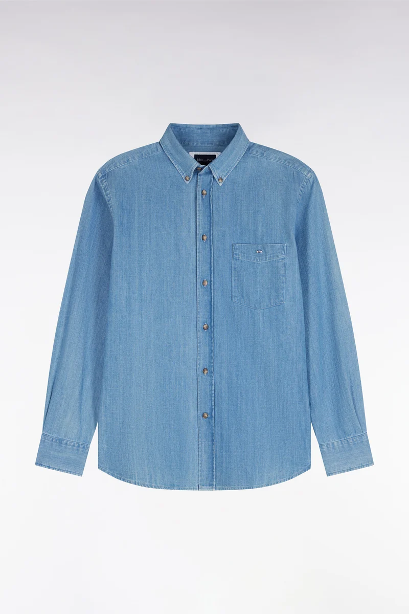Chemise en denim ciel coupe droite