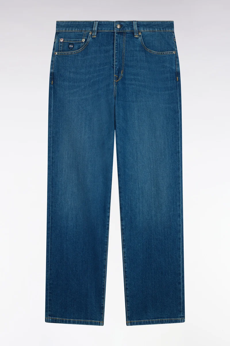 Jean en denim stretch bleu stone bleach coupe regular