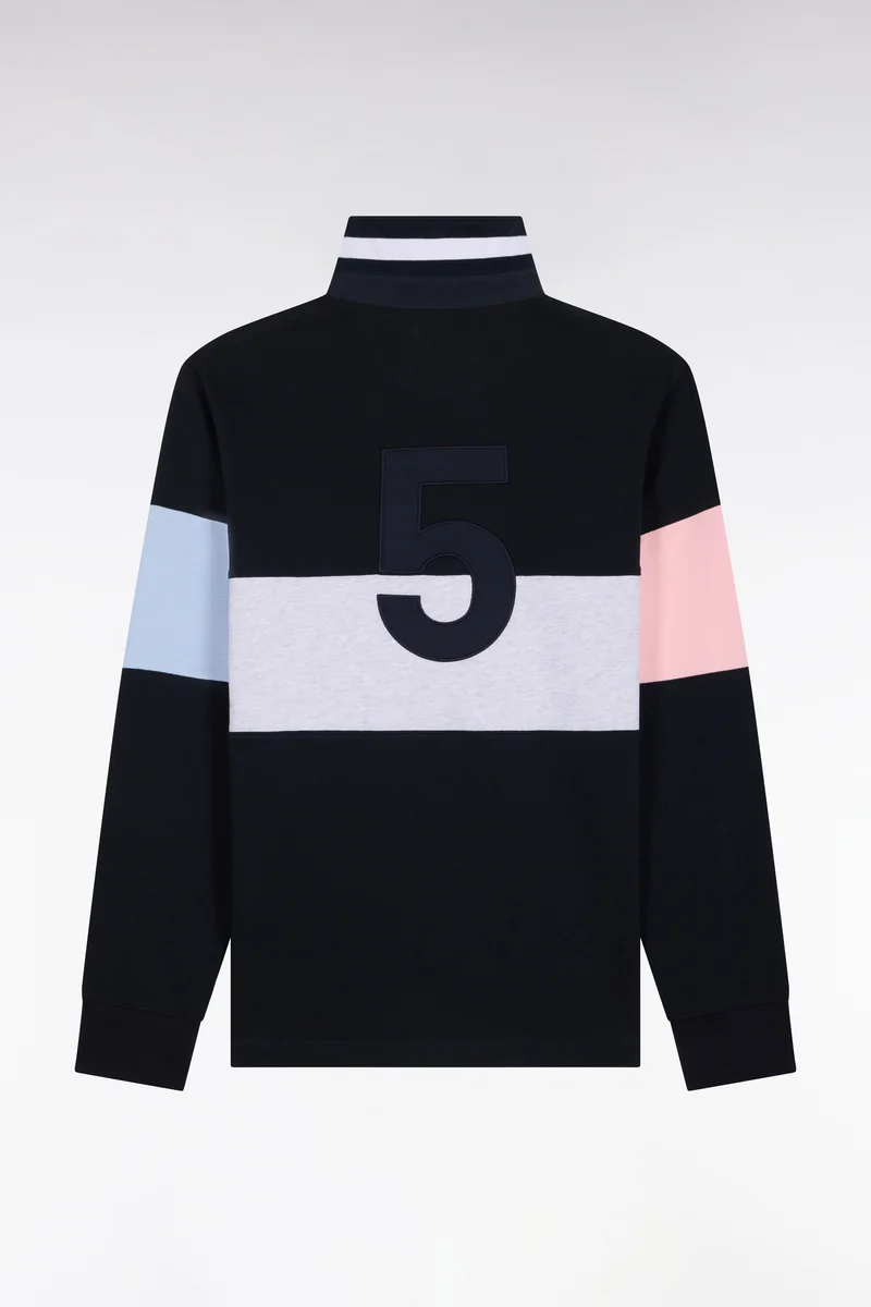 Maillot manches longues coupé cousu en jersey de coton marine broderie 5
