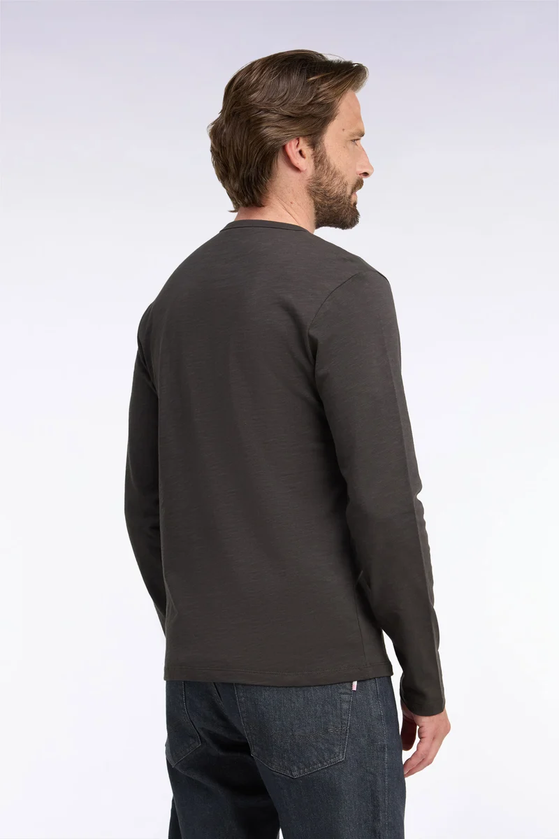 T-shirt manches longues en coton marron coupe ajustée