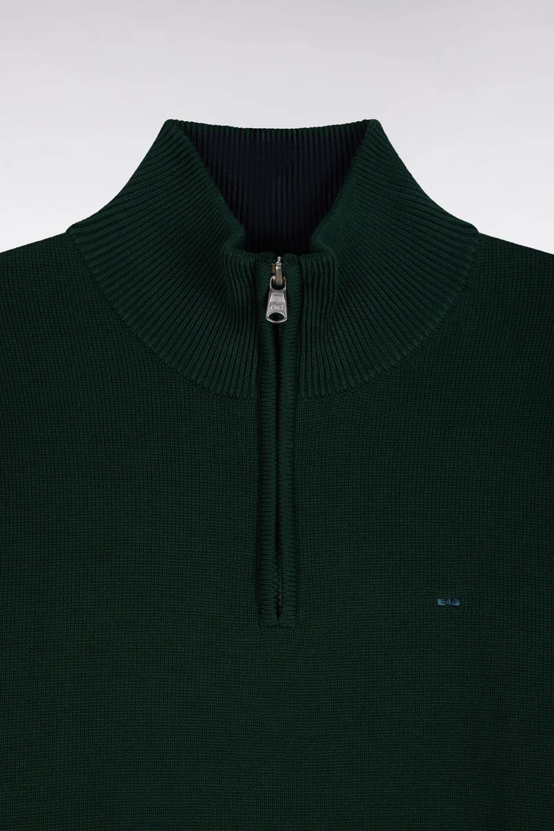 Pull à col camionneur en coton vert forêt