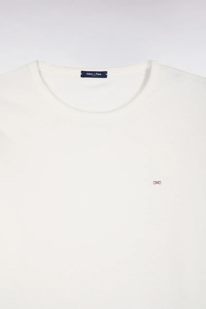 T-shirt manches longues en coton écru coupe ajustée