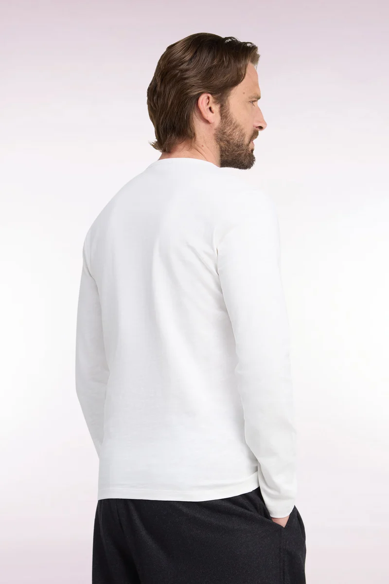 T-shirt manches longues en coton écru coupe ajustée
