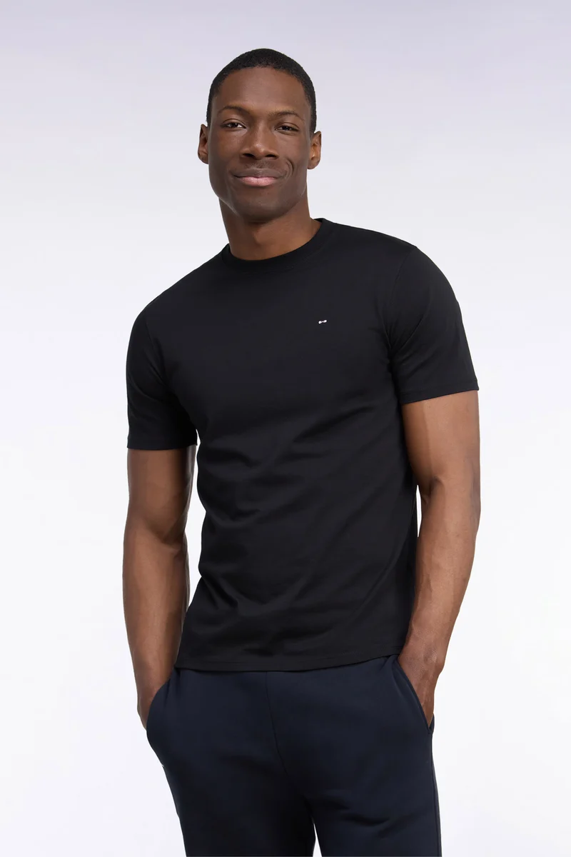 T-shirt manches courtes en coton noir coupe droite nœud papillon