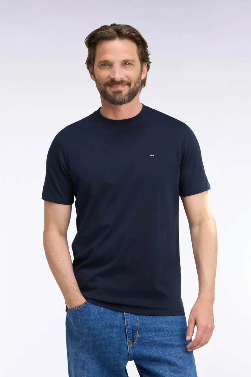 T-shirt manches courtes en coton marine coupe droite nœud papillon