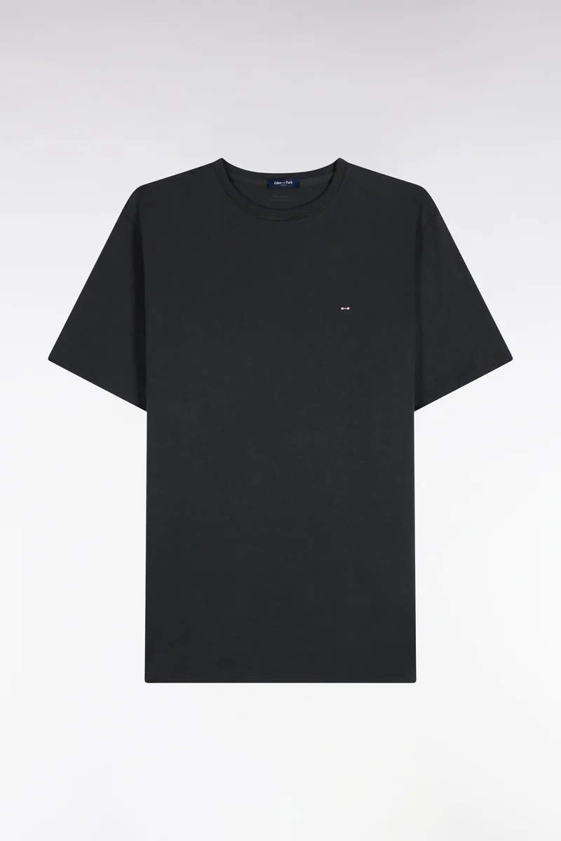 T-shirt manches courtes col rond en coton kaki coupe droite
