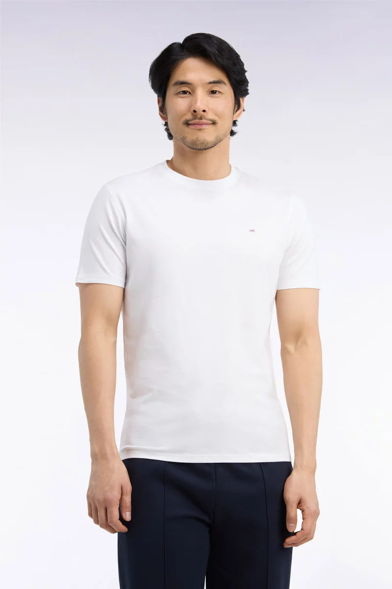 T-shirt manches courtes en coton blanc coupe droite nœud papillon