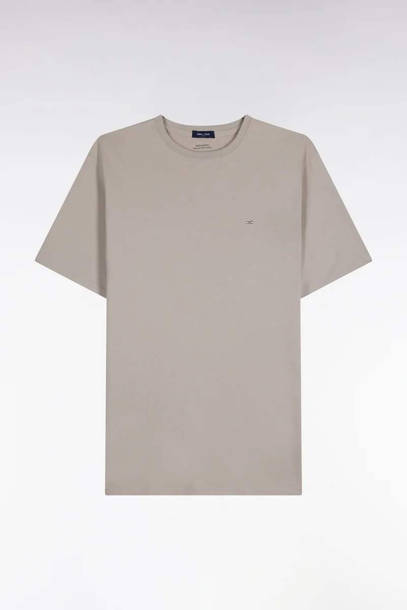 T-shirt manches courtes col rond en coton gris coupe droite