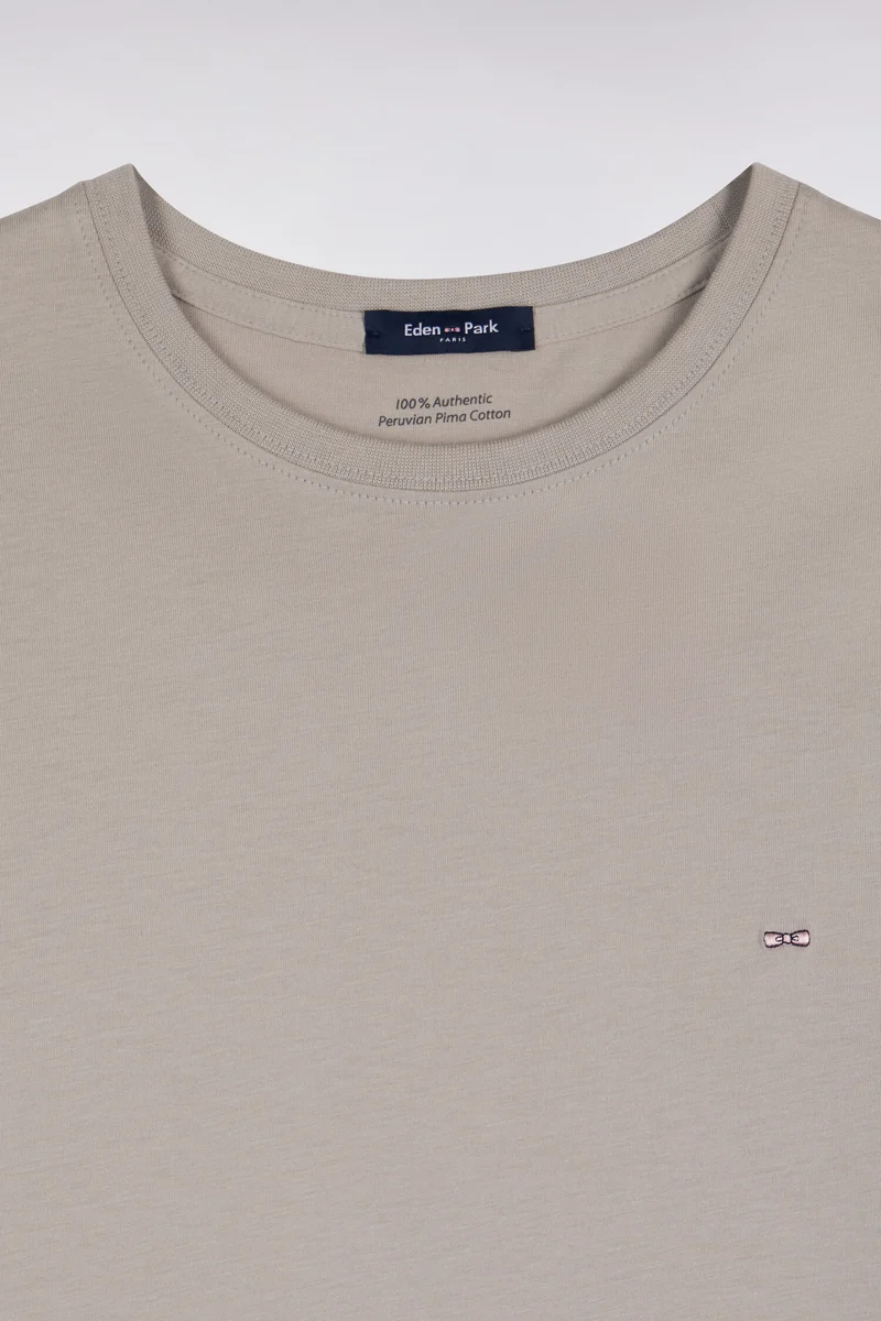 T-shirt manches courtes col rond en coton gris coupe droite