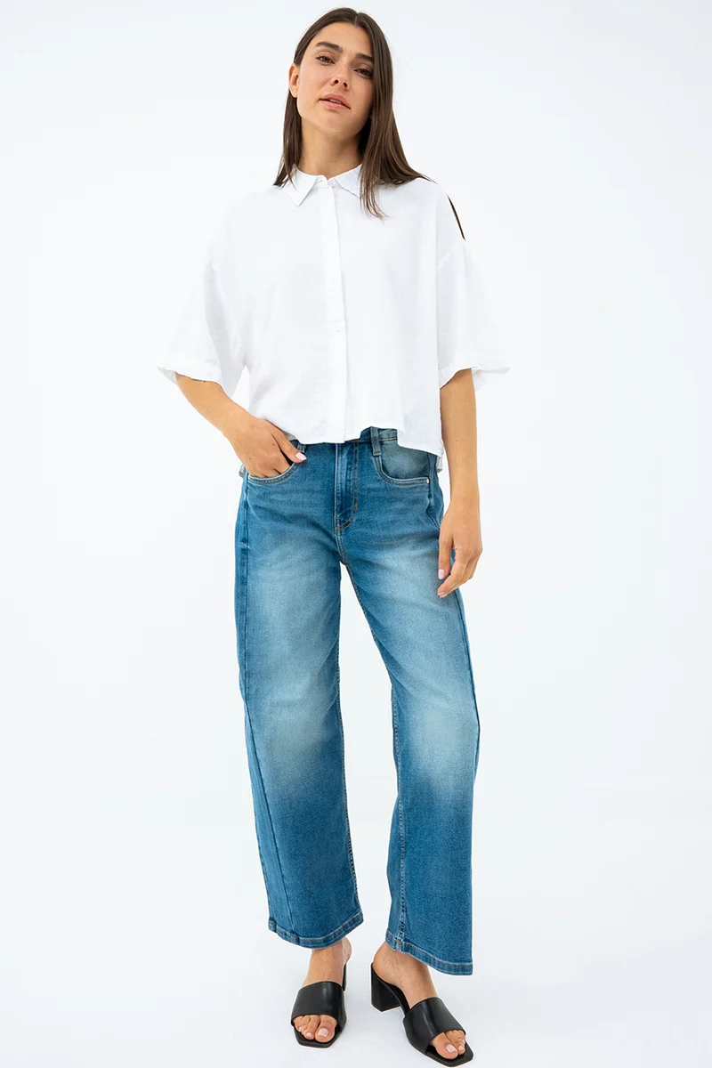 Le jeans taille haute jambe large par Suko