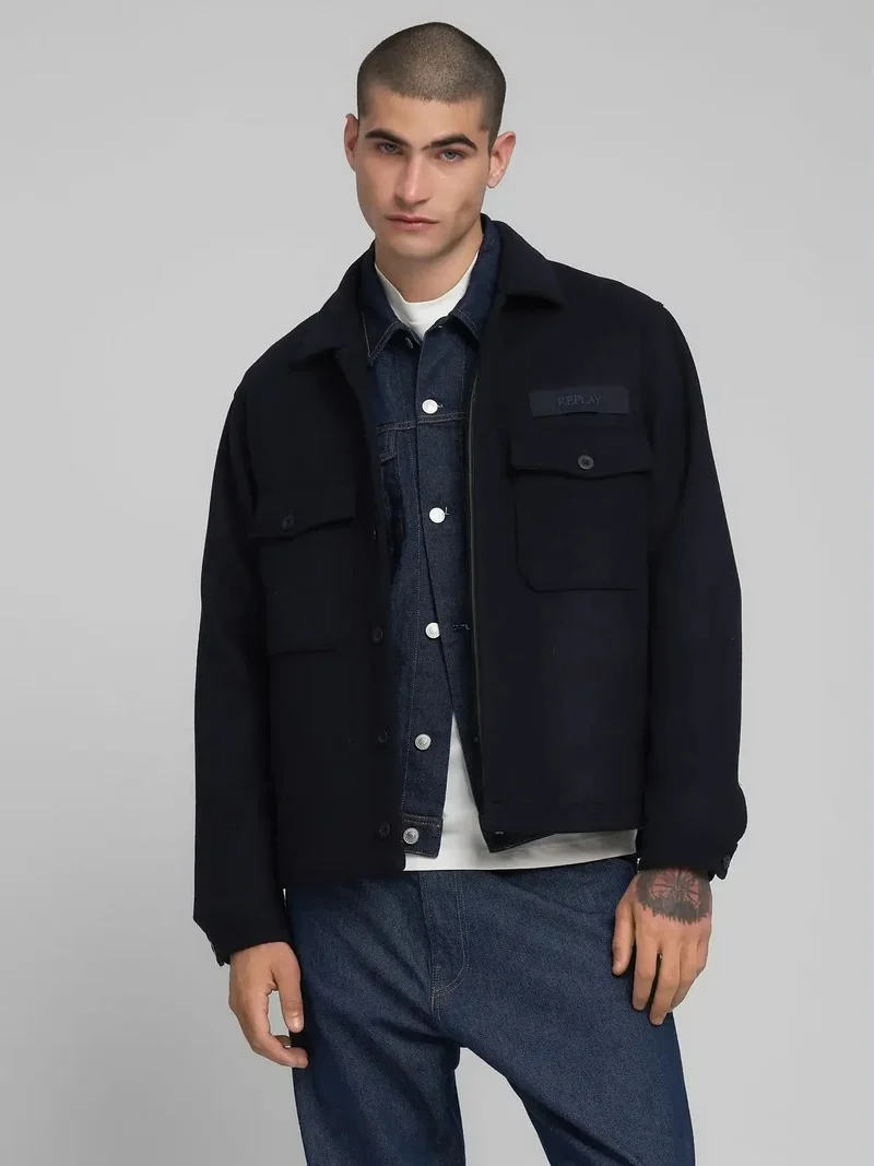 Veste Replay marine en laine