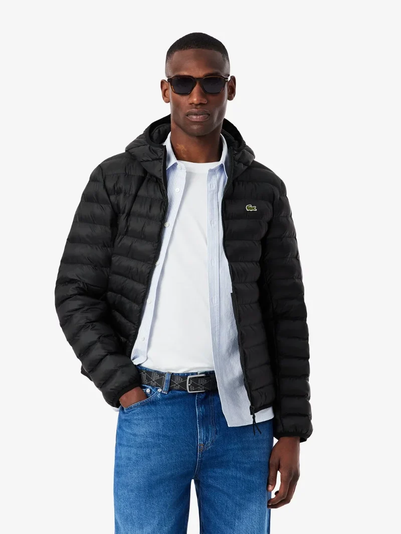 Doudoune à capuche déperlante Lacoste noire