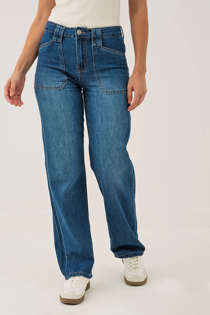 Le jeans bleu avec poches appliquées | Modèle Béa