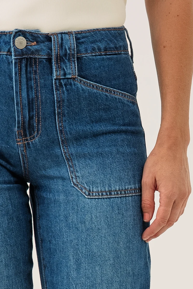 Le jeans bleu avec poches appliquées | Modèle Béa