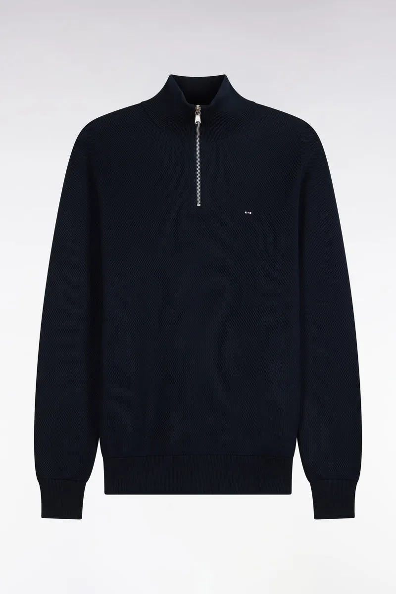 Pull col camionneur en coton marine coupe droite