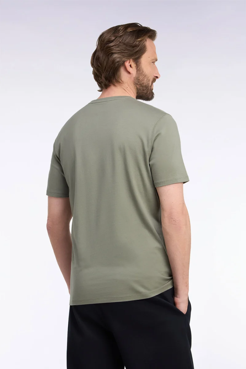 T-shirt manches courtes col rond en coton kaki coupe droite