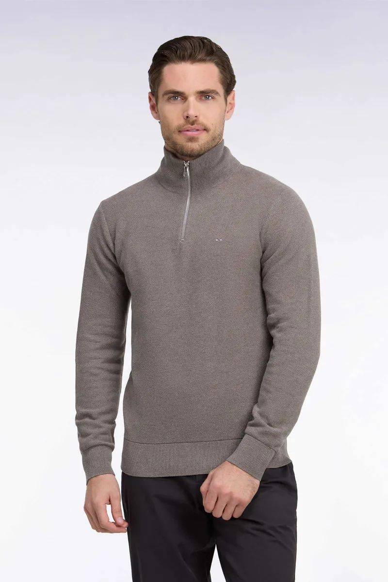 Pull col camionneur en coton marron coupe droite